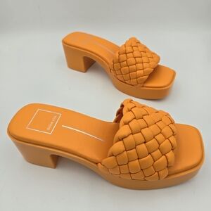 Dolce Vita Goldy Platform Heel Slip-on Slide Sandals, Apricot Stella (Orange), 6